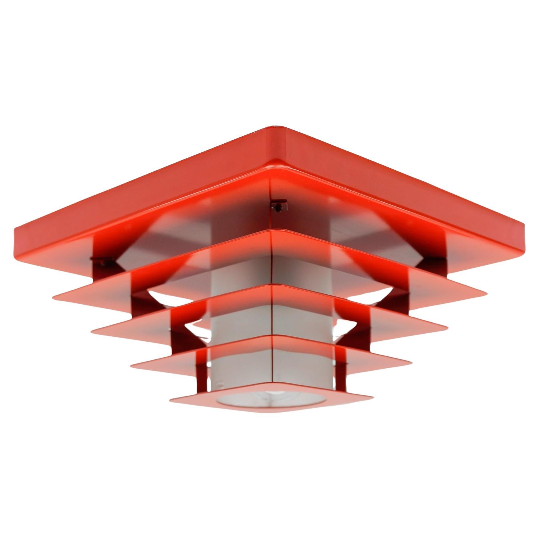 Stunning Space Age Lamp in Pyramid Shape Made of Metal and Glass, 1960s
