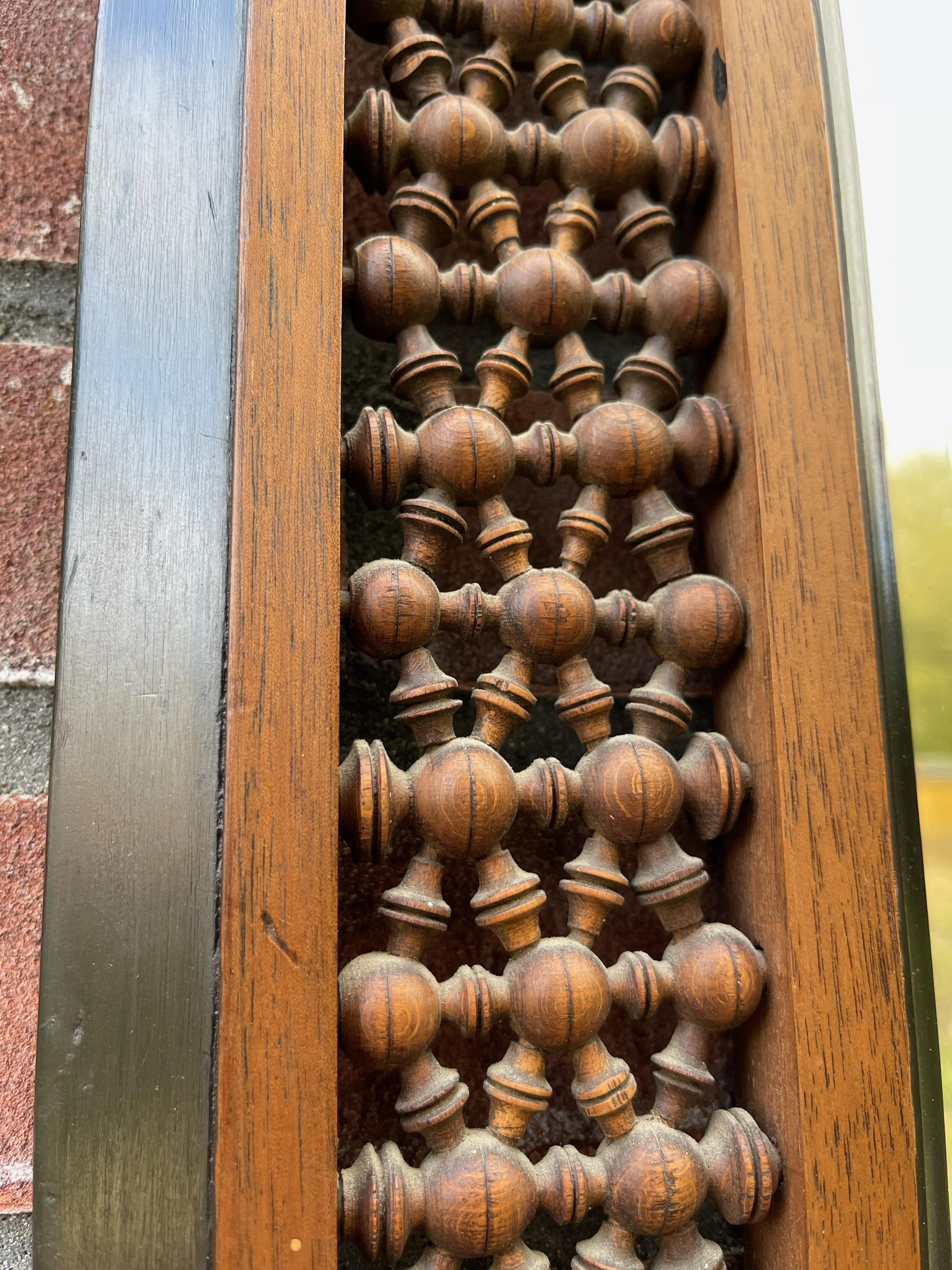 Stunning Spanish Antique Wooden Picture Frame / Mirror, Inlaid and Turned Motifs For Sale 10