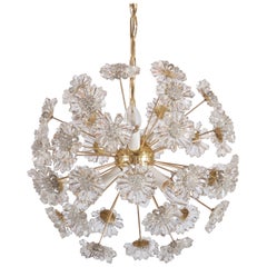 Superbe lustre Spoutnik avec fleurs en cristal