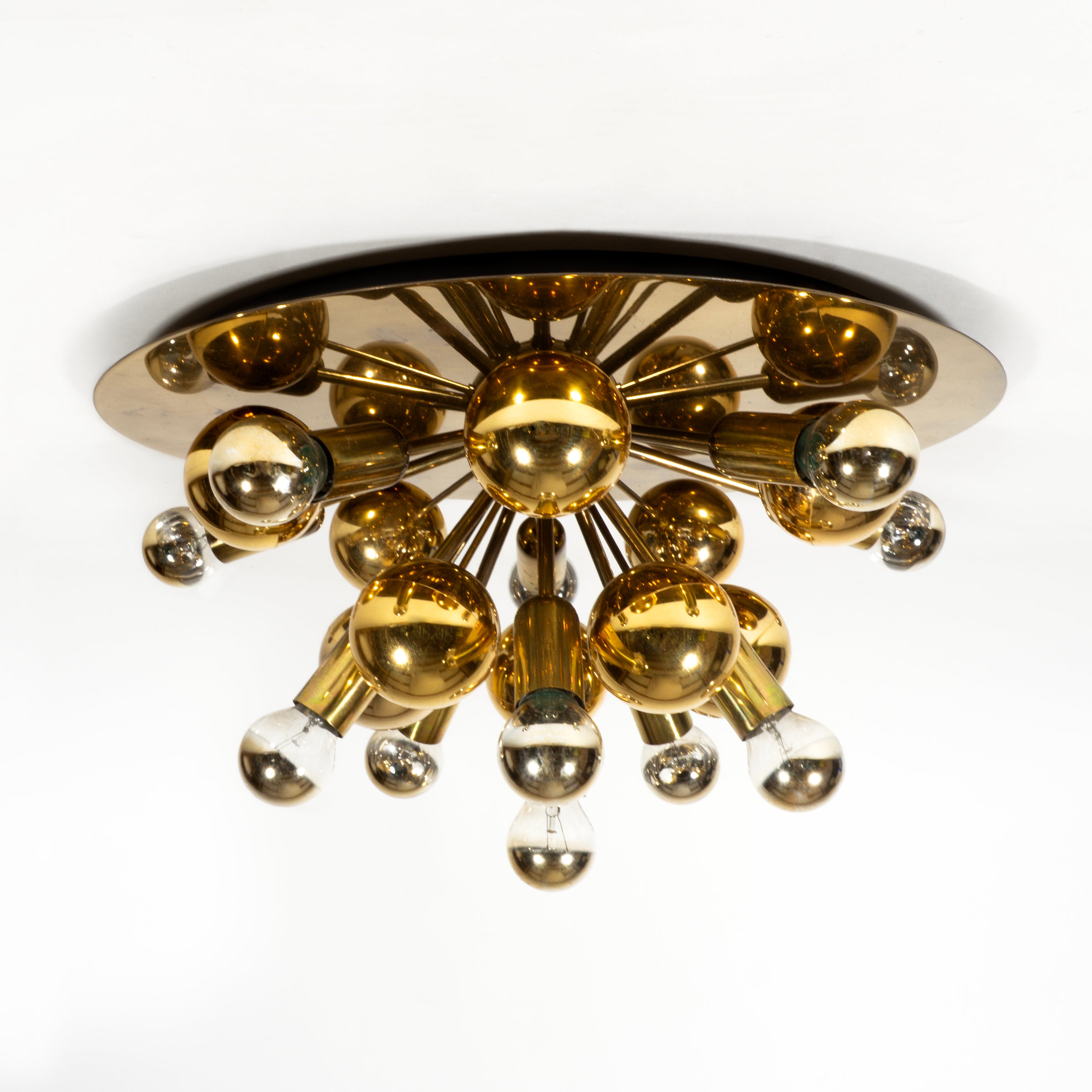 Stunning Sputnik Golden Brass Flush Mount Wall Light by Cosack 1970s In Good Condition For Sale In Regensburg, DE