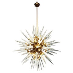 Stunning Sputnik-Style Chandelier in Polished Brass with Glass Spikes 2022