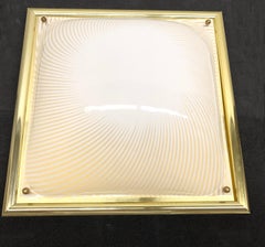 Stunning Square Brass & Lucite Glass Flush Mount, Zicoli Leuchten Germany 1960s