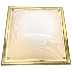 Stunning Square Brass & Lucite Glass Flush Mount, Zicoli Leuchten Germany 1960s