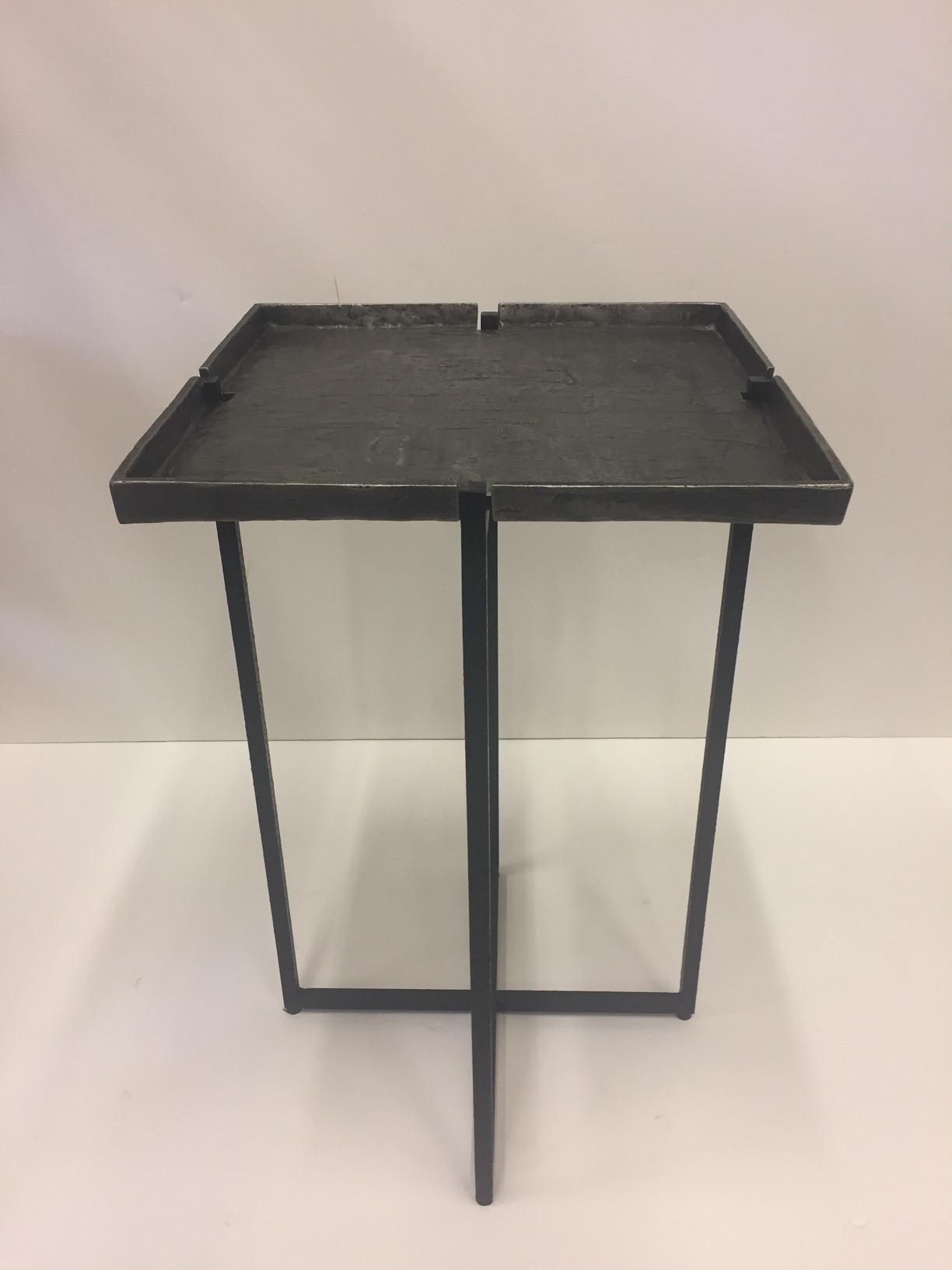 Modern Stunning Square Cast Aluminum & Iron Drinks Side Table