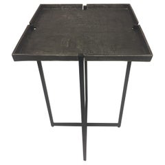 Retro Stunning Square Cast Aluminum & Iron Drinks Side Table