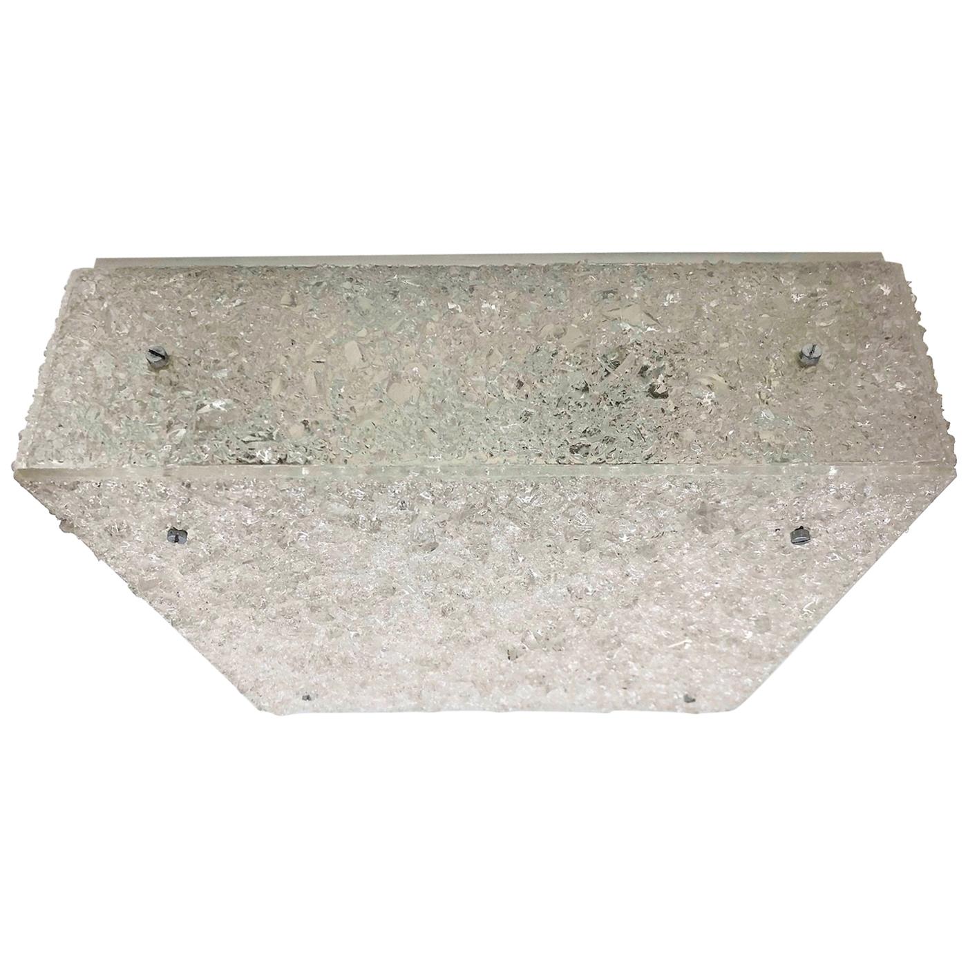 Superbe monture encastrée carrée en verre à motif de glace, Allemagne, 1970 en vente
