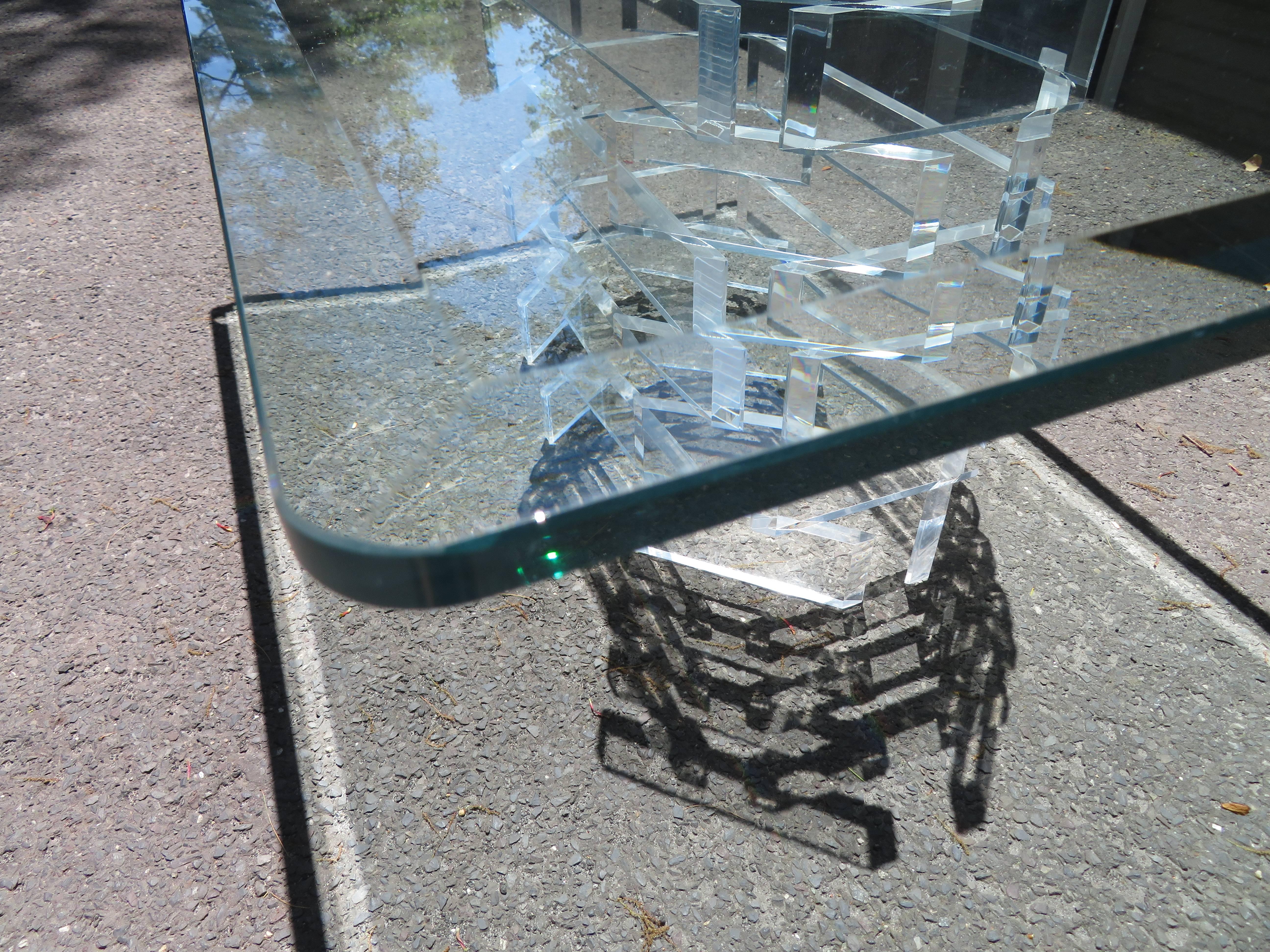 Stunning Stacked Lucite Dining Table Desk Vintage Hollywood Regency For Sale 4