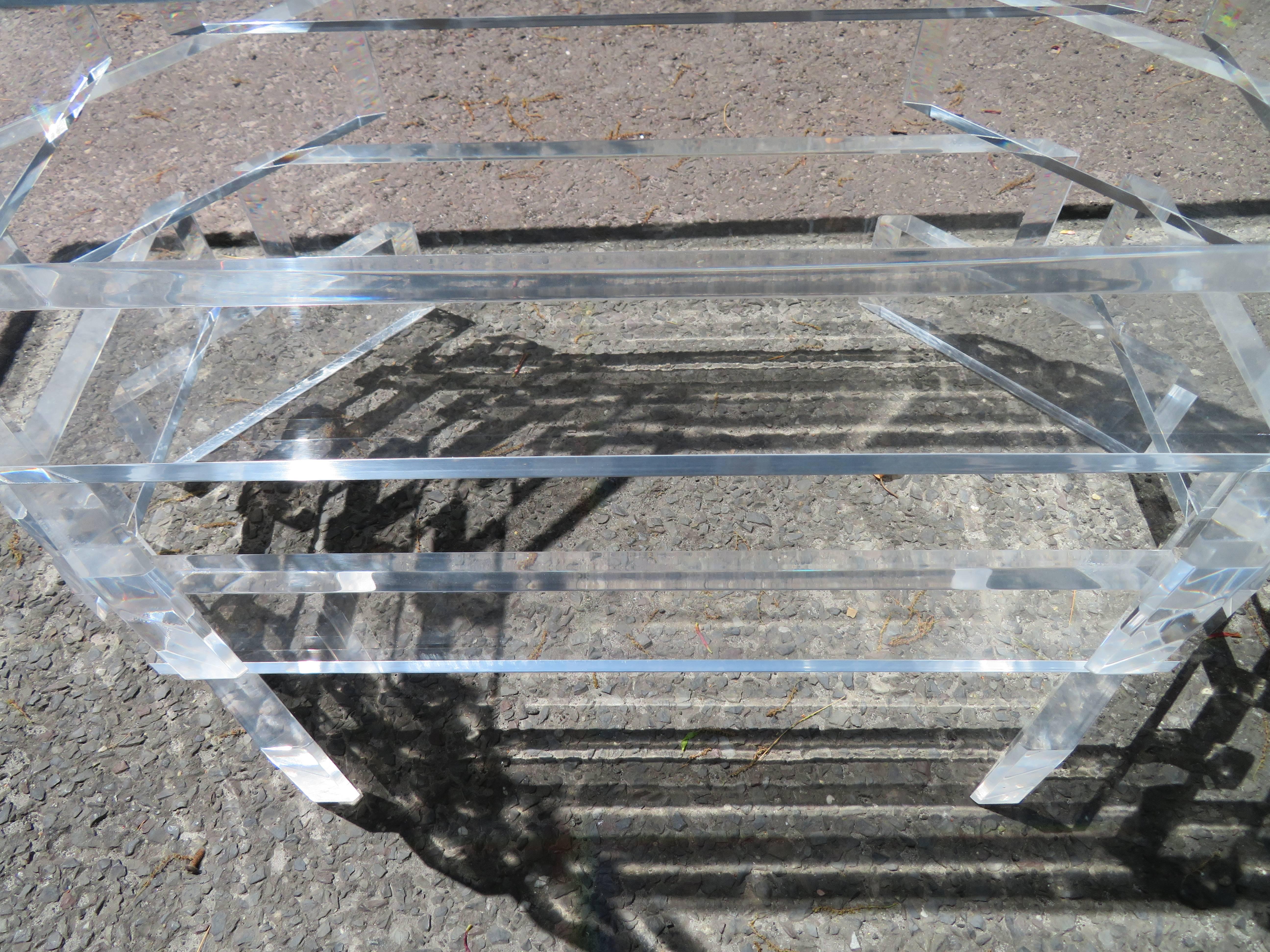 Late 20th Century Stunning Stacked Lucite Dining Table Desk Vintage Hollywood Regency For Sale