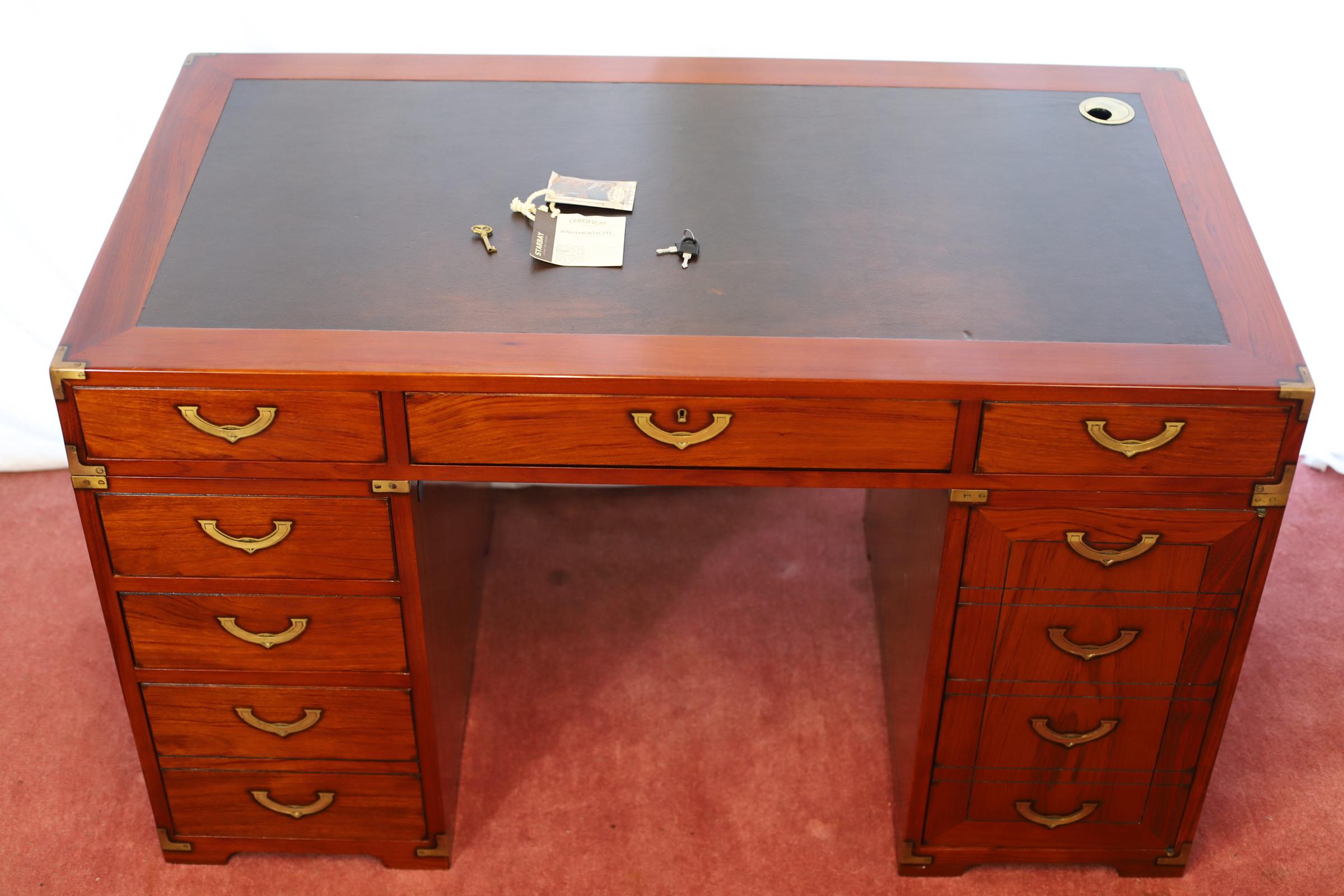 British Stunning Starbay Rochefort Campaign Style  Pedestal Desk
