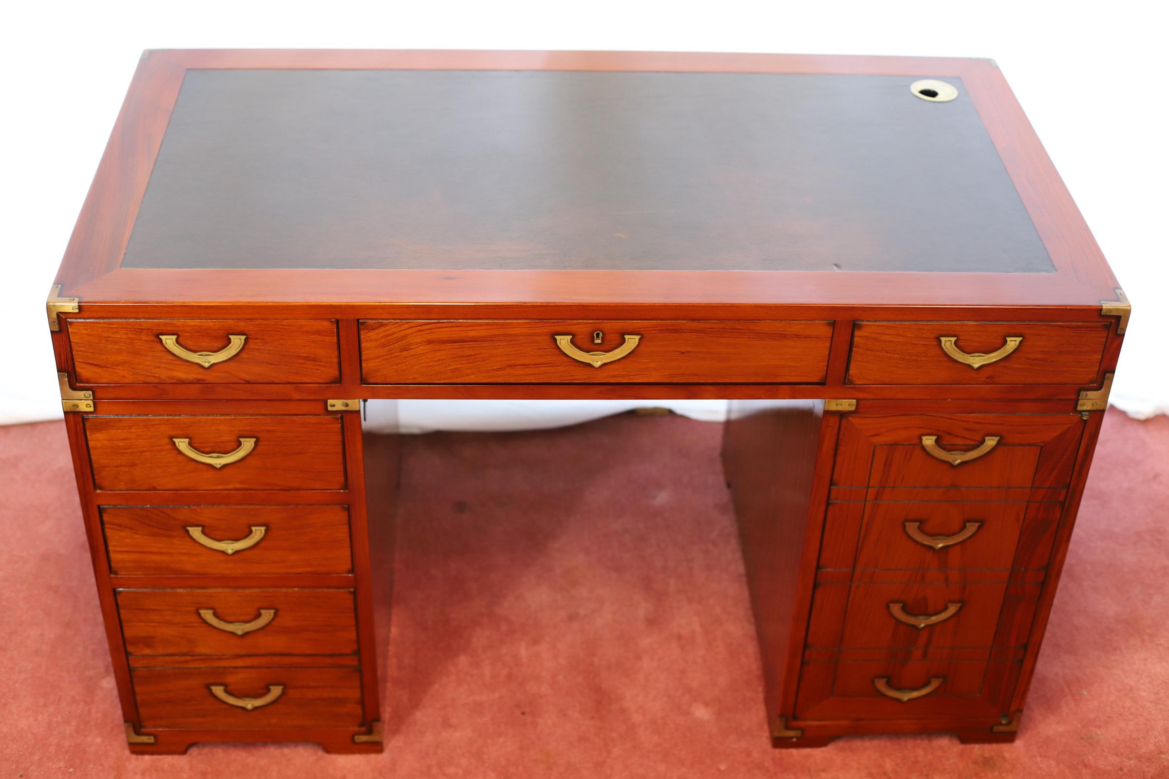 Brass Stunning Starbay Rochefort Campaign Style  Pedestal Desk