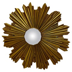 Vintage Stunning Starburst Sunburst Brass Bronze Flush Mount Ceiling Light Fixture 1950s