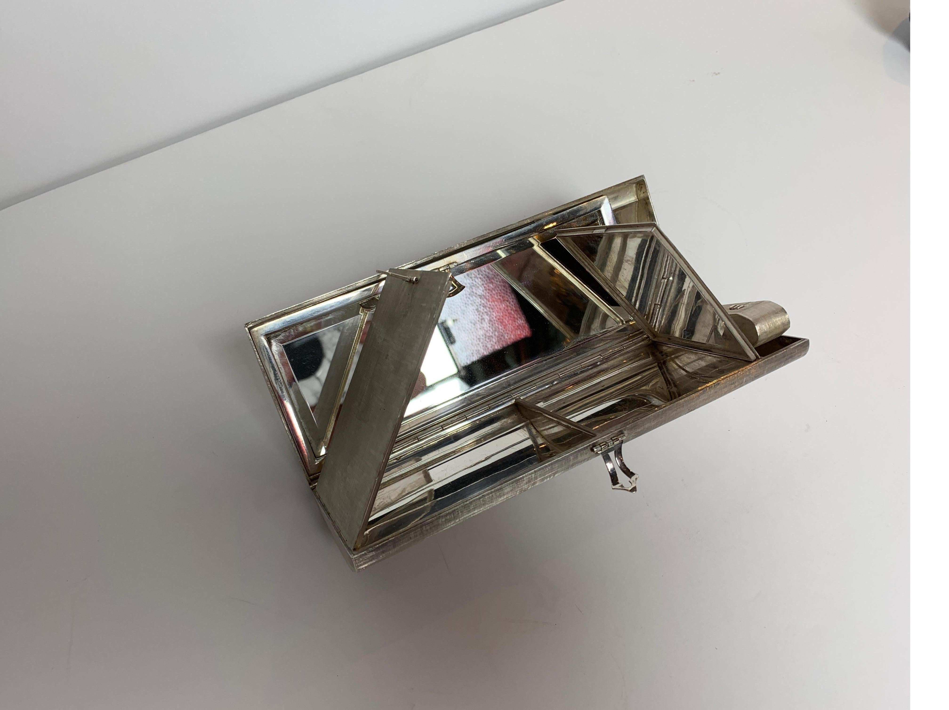 20th Century Stunning Sterling Silver and Lapis Minaudiere Clutch Purse For Sale