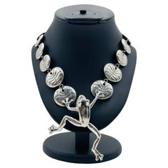 Stunning Sterling Silver "Frog & Lily Pad" Necklace by Emilia Castillo