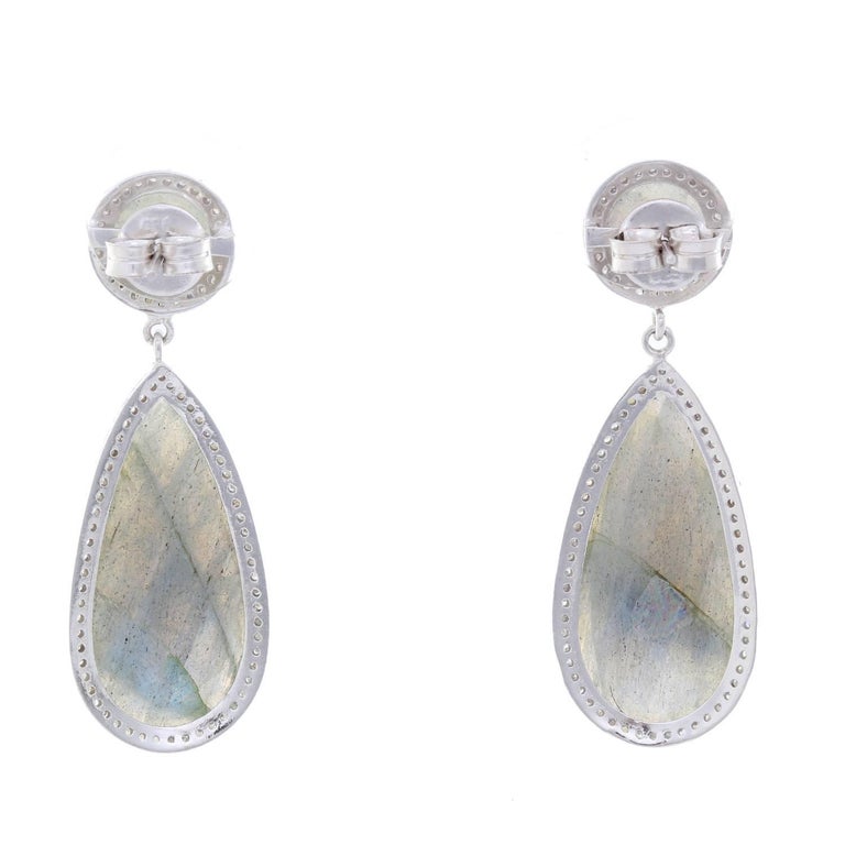 •MANY MOONS• labradorite + silver dangle earrings