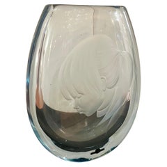 Stunning Strombergshyttan Etched Massive Glass Vase