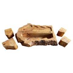 Stunning Studio Craft Maple Burl Organic Jewelry Box with 4 Containers with Lids