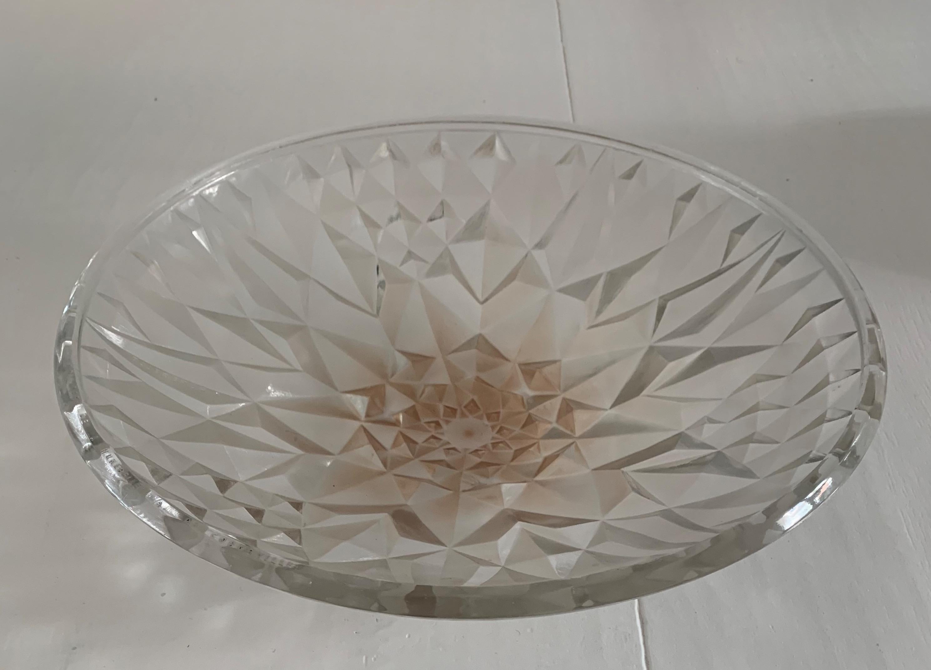 Stunning and Stylish French Art Deco Geometric Shape Glass Bowl by A. Hunebelle For Sale 8