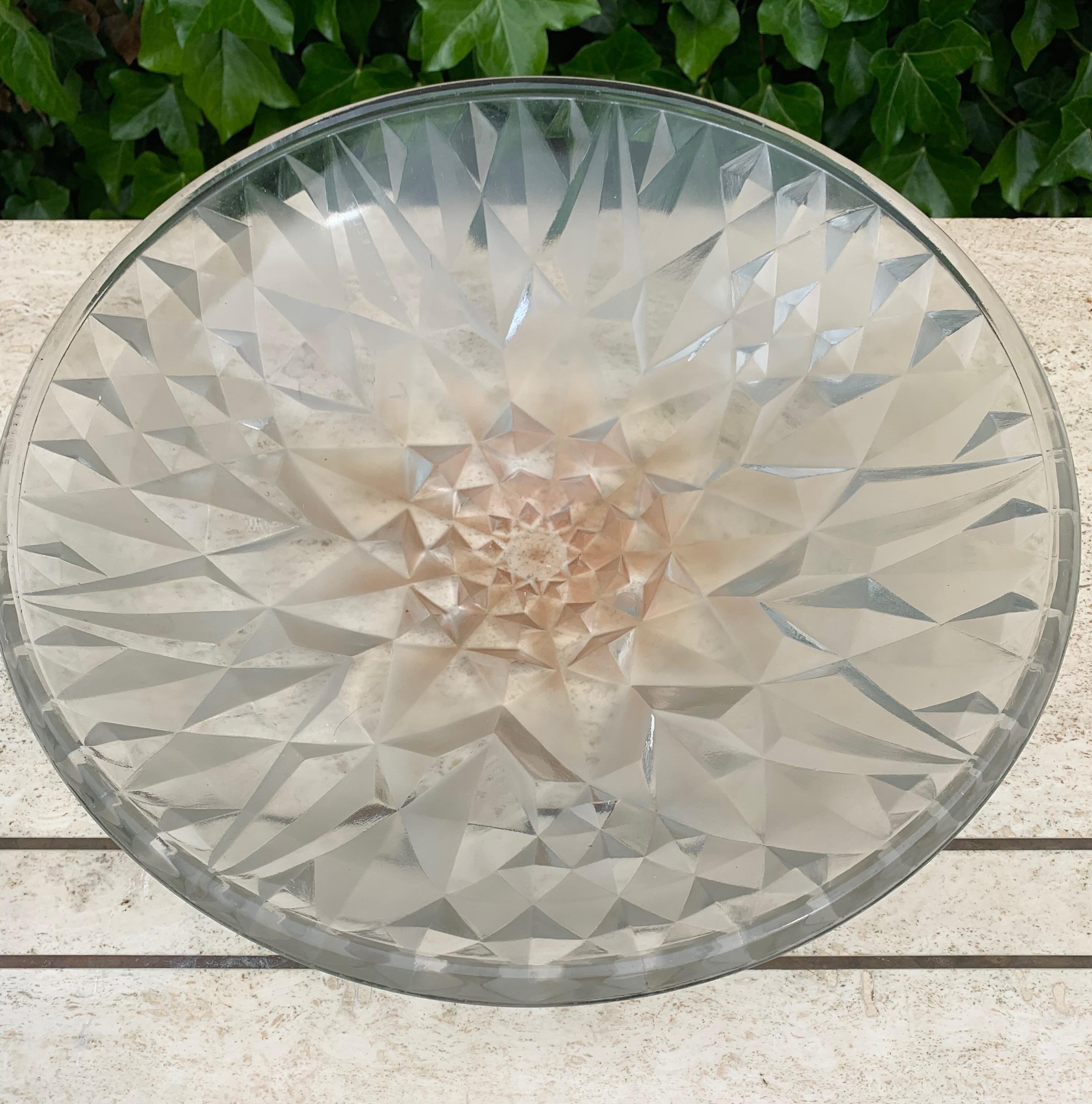 Stunning and Stylish French Art Deco Geometric Shape Glass Bowl by A. Hunebelle For Sale 9