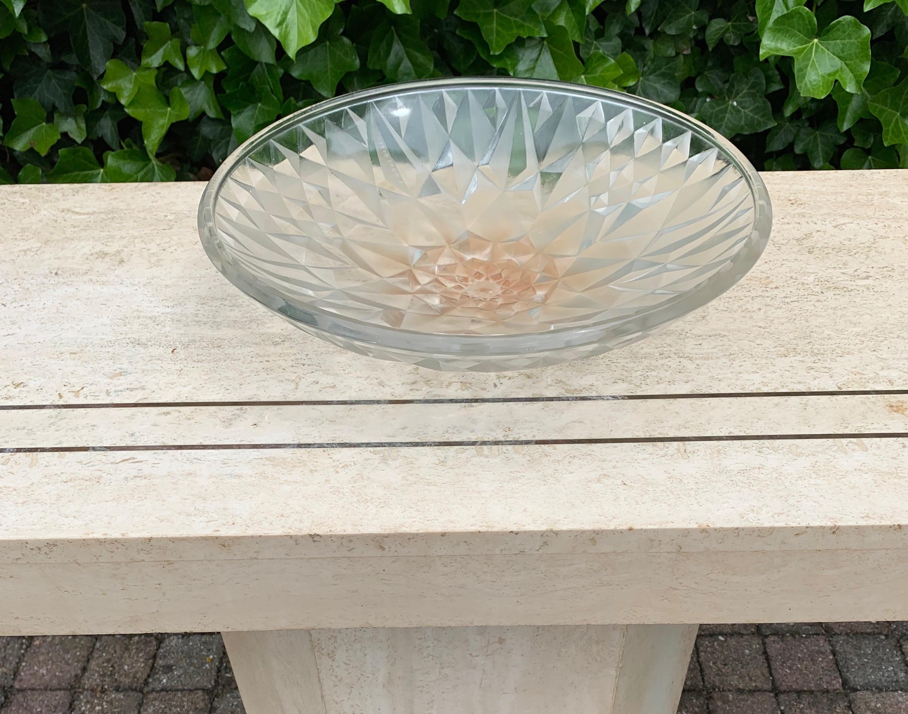 Stunning and Stylish French Art Deco Geometric Shape Glass Bowl by A. Hunebelle For Sale 11