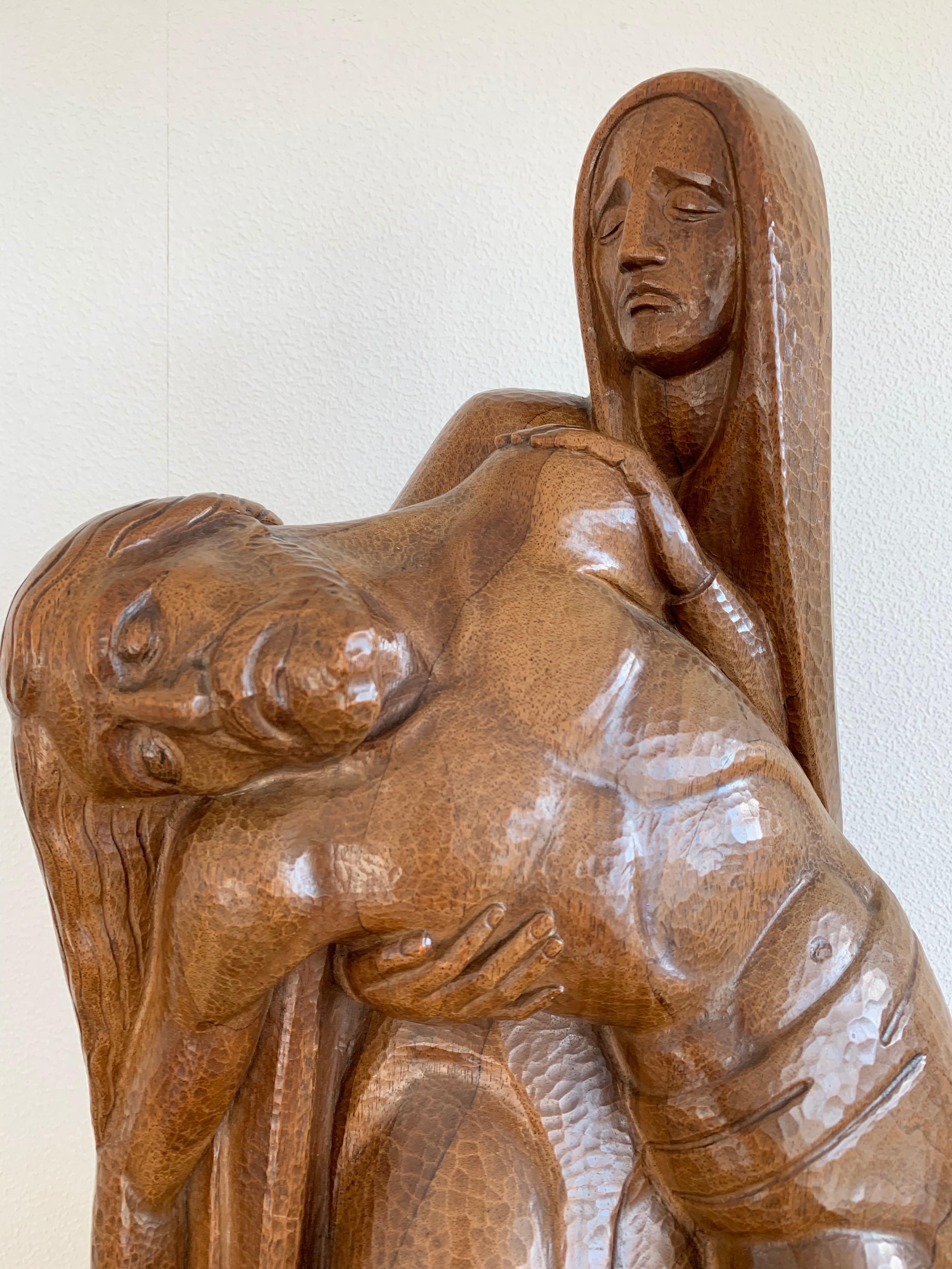 German Stunning & Stylish Gothic Revival Pietà Sculpture with the Original Pedestal