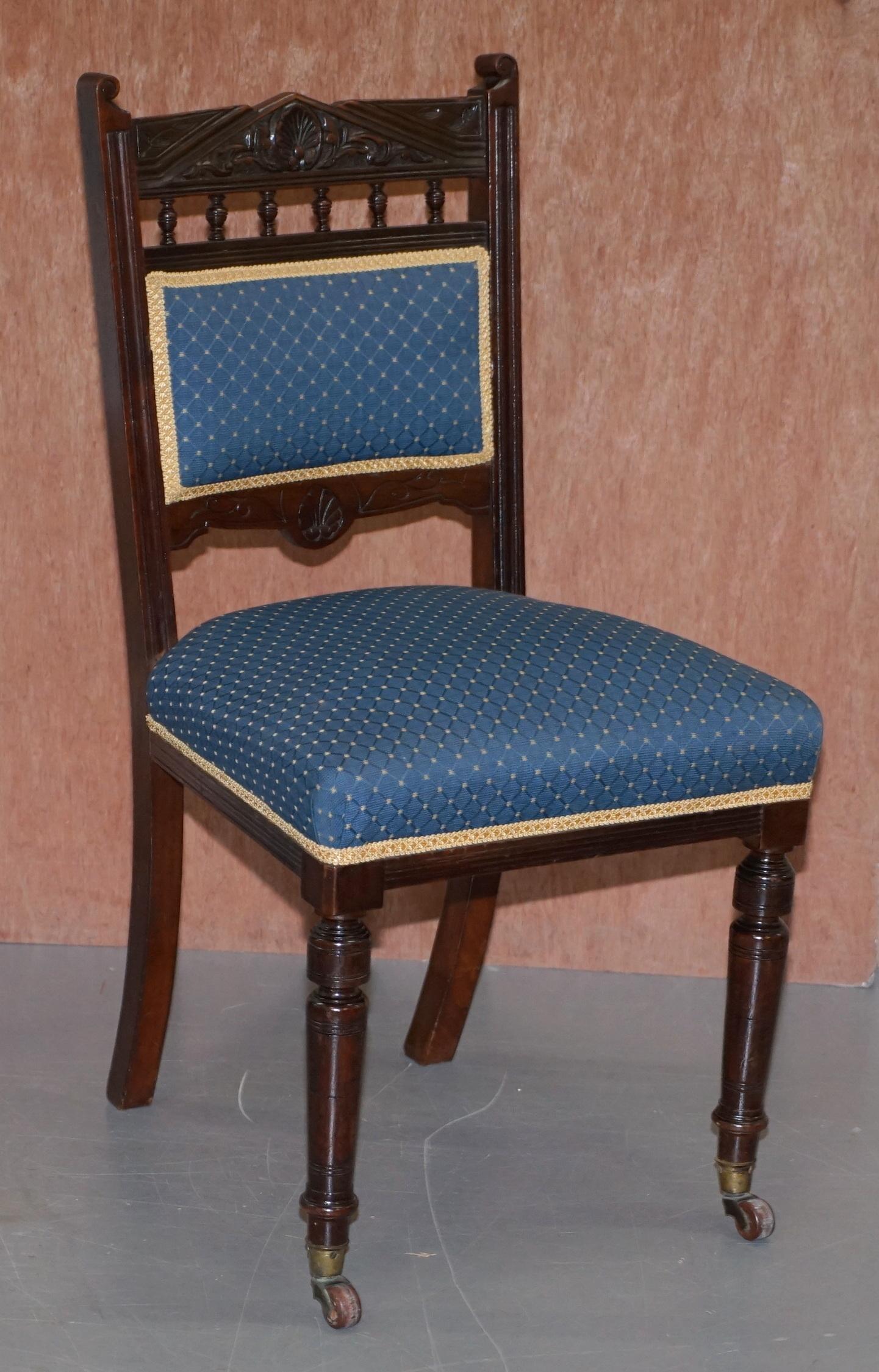 Stunning Suite of Original Solid Hardwood Victorian Maple & Co. Dining Chairs For Sale 4