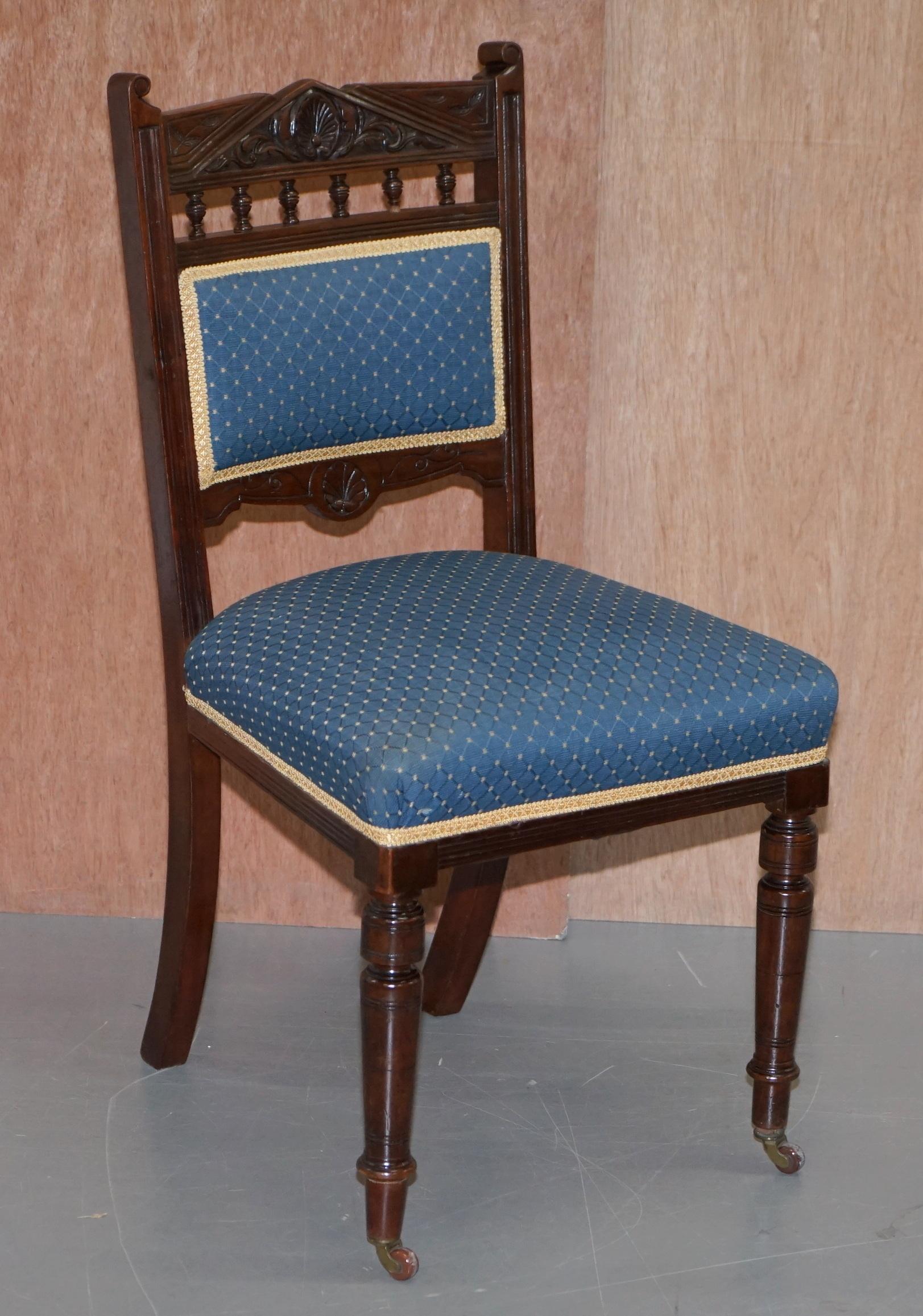 Stunning Suite of Original Solid Hardwood Victorian Maple & Co. Dining Chairs For Sale 9