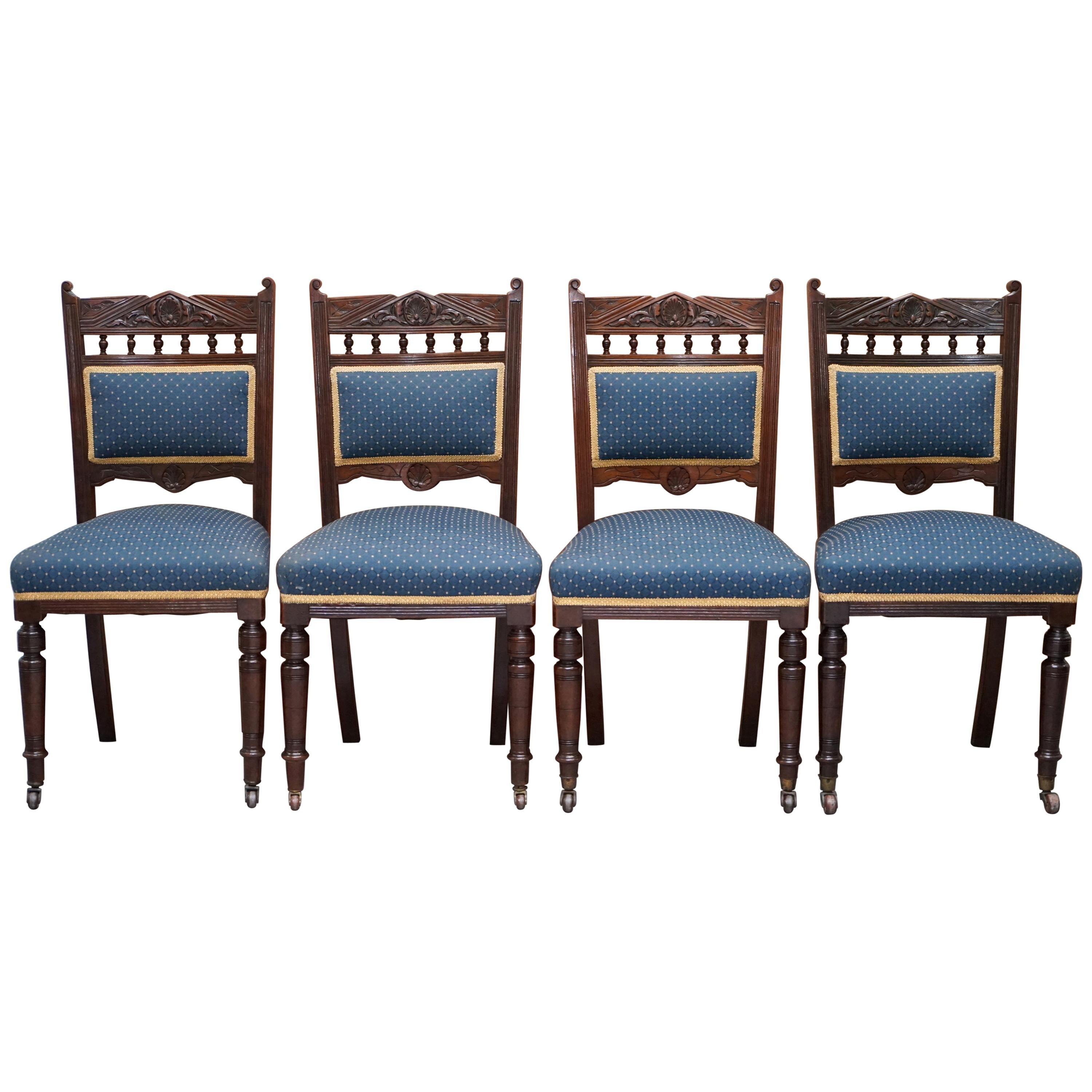Stunning Suite of Original Solid Hardwood Victorian Maple & Co. Dining Chairs