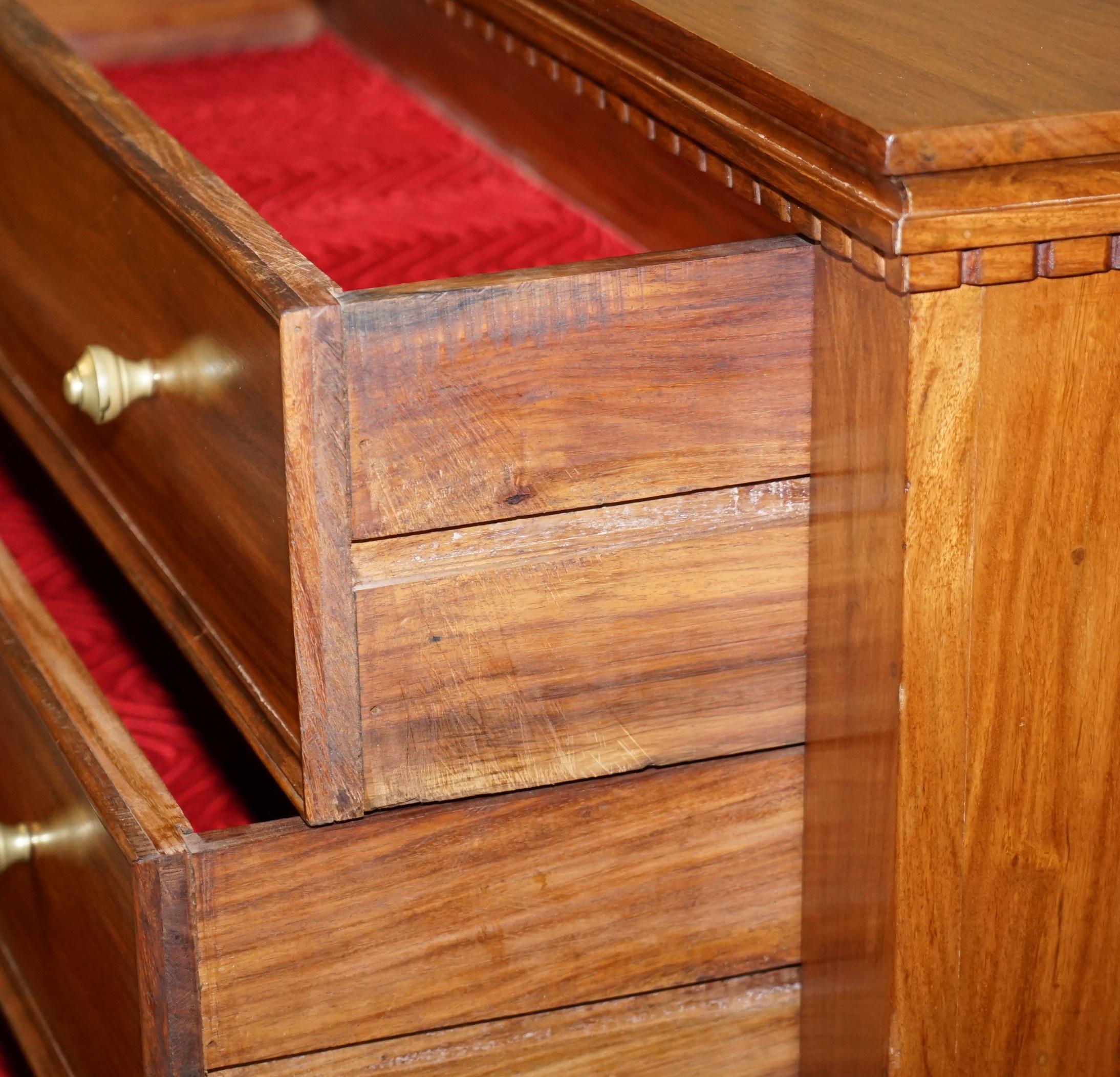 Stunning Suite of Panelled Hardwood Chests of Drawers Ornately Carved Bases For Sale 1
