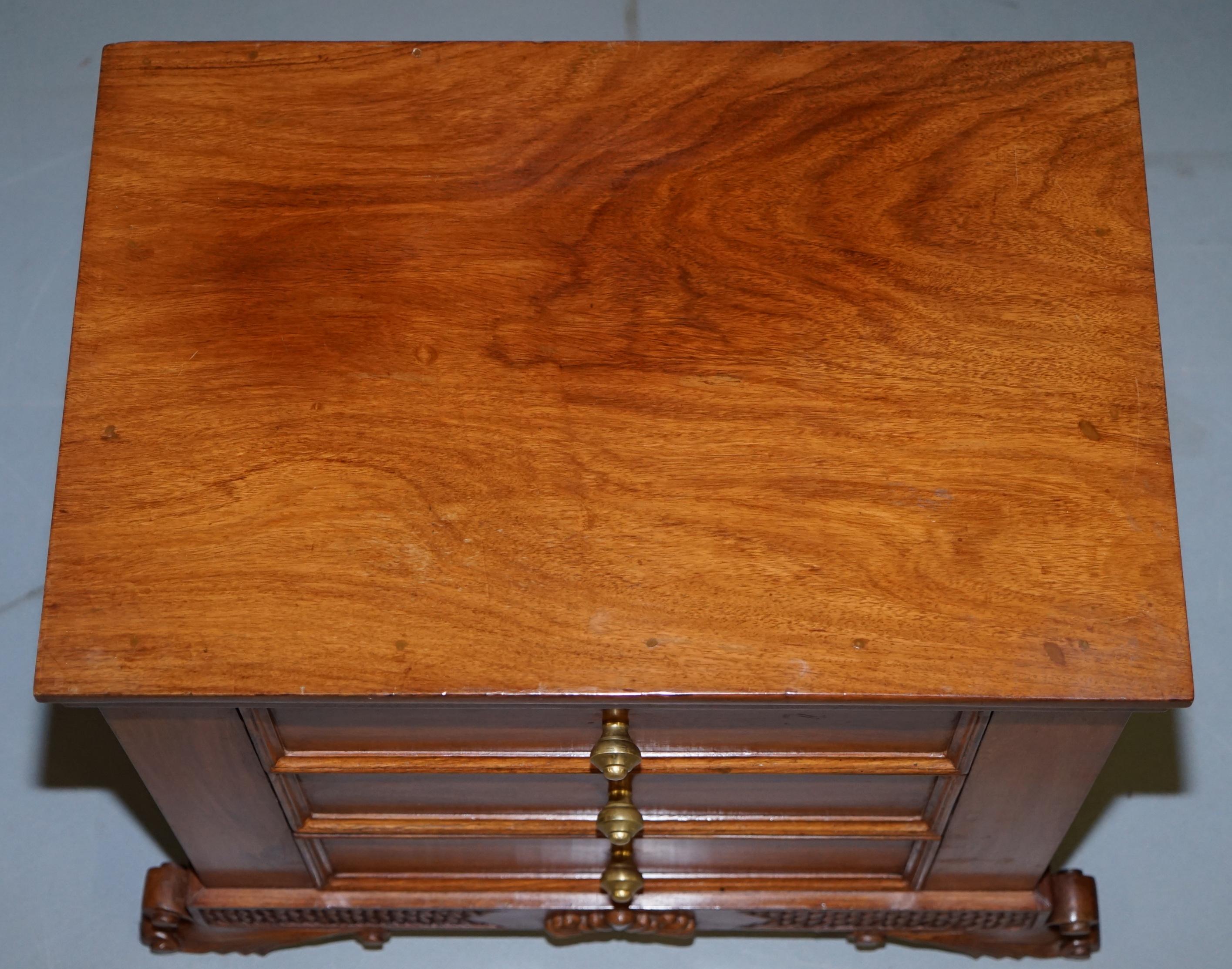 Stunning Suite of Panelled Hardwood Chests of Drawers Ornately Carved Bases For Sale 9