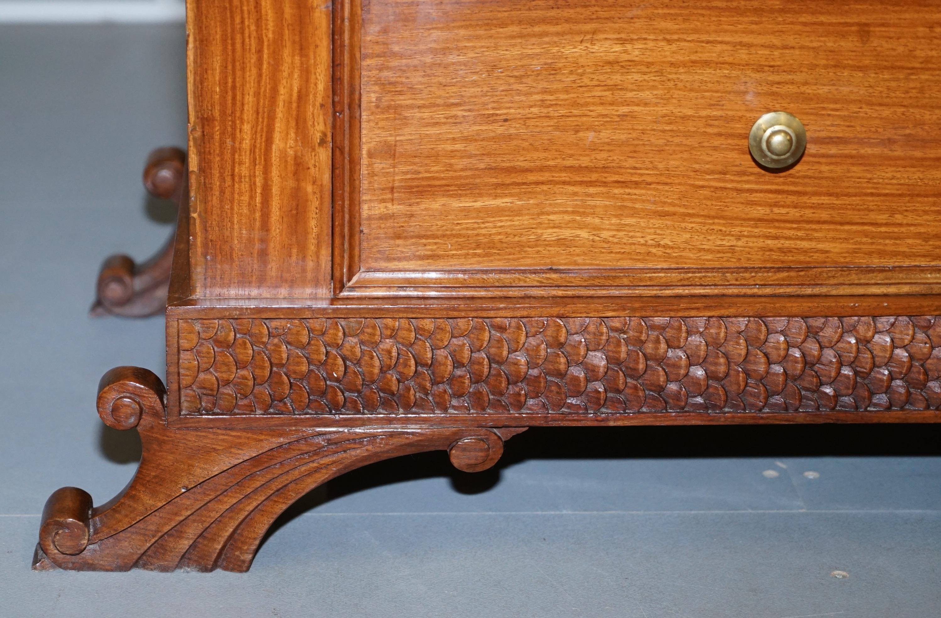 English Stunning Suite of Panelled Hardwood Chests of Drawers Ornately Carved Bases For Sale