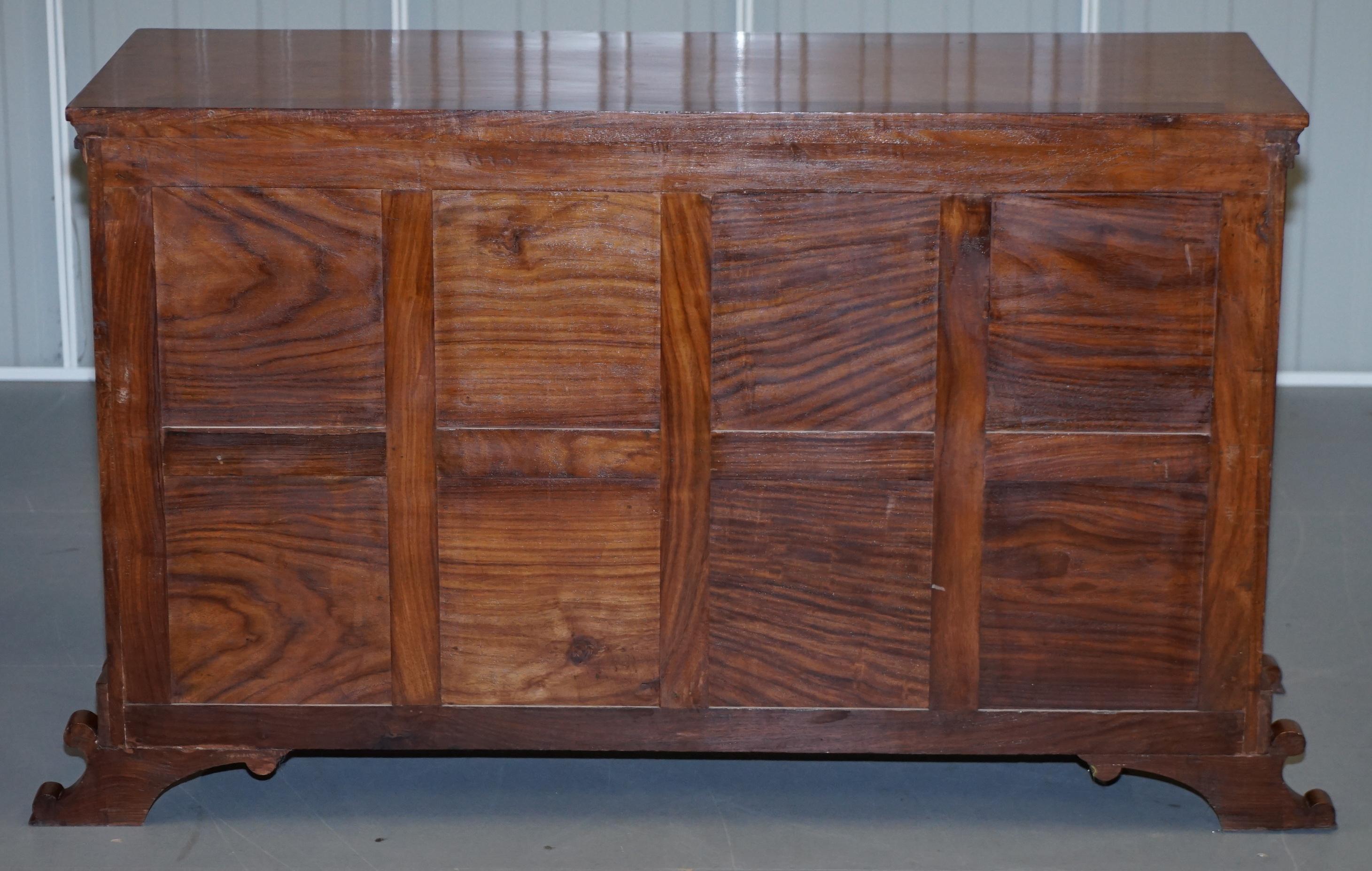 Hand-Crafted Stunning Suite of Panelled Hardwood Chests of Drawers Ornately Carved Bases For Sale