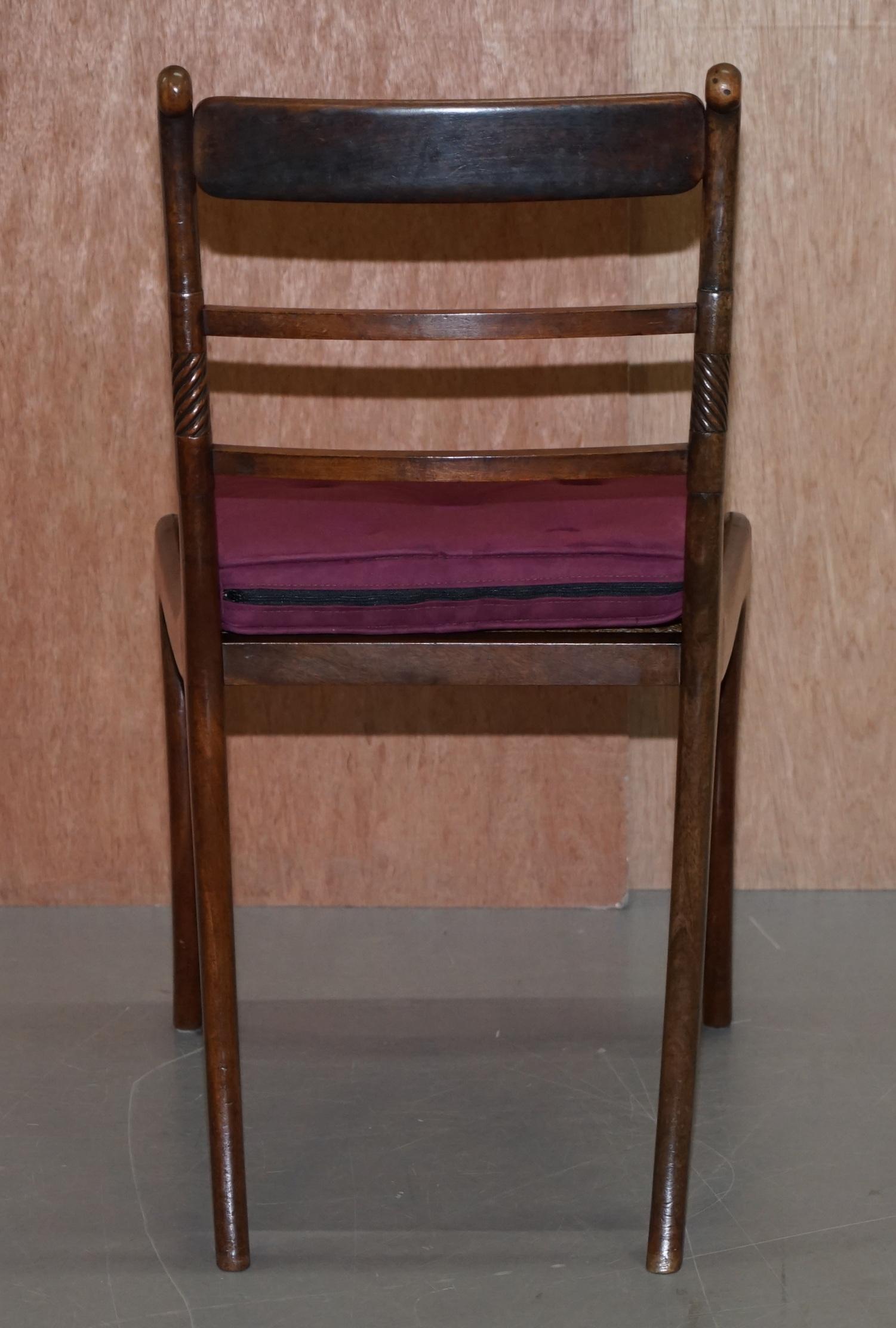 Atemberaubende Suite von sechs Regency Hardwood Bergere Dining Chairs Velvet Chesterfield im Angebot 5