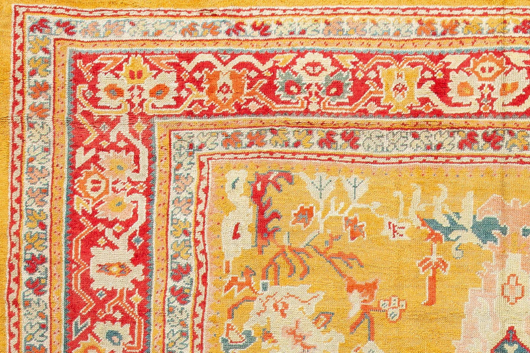 Hand-Woven Stunning Sunny Yellow Antique Turkish Ghiordes Rug For Sale