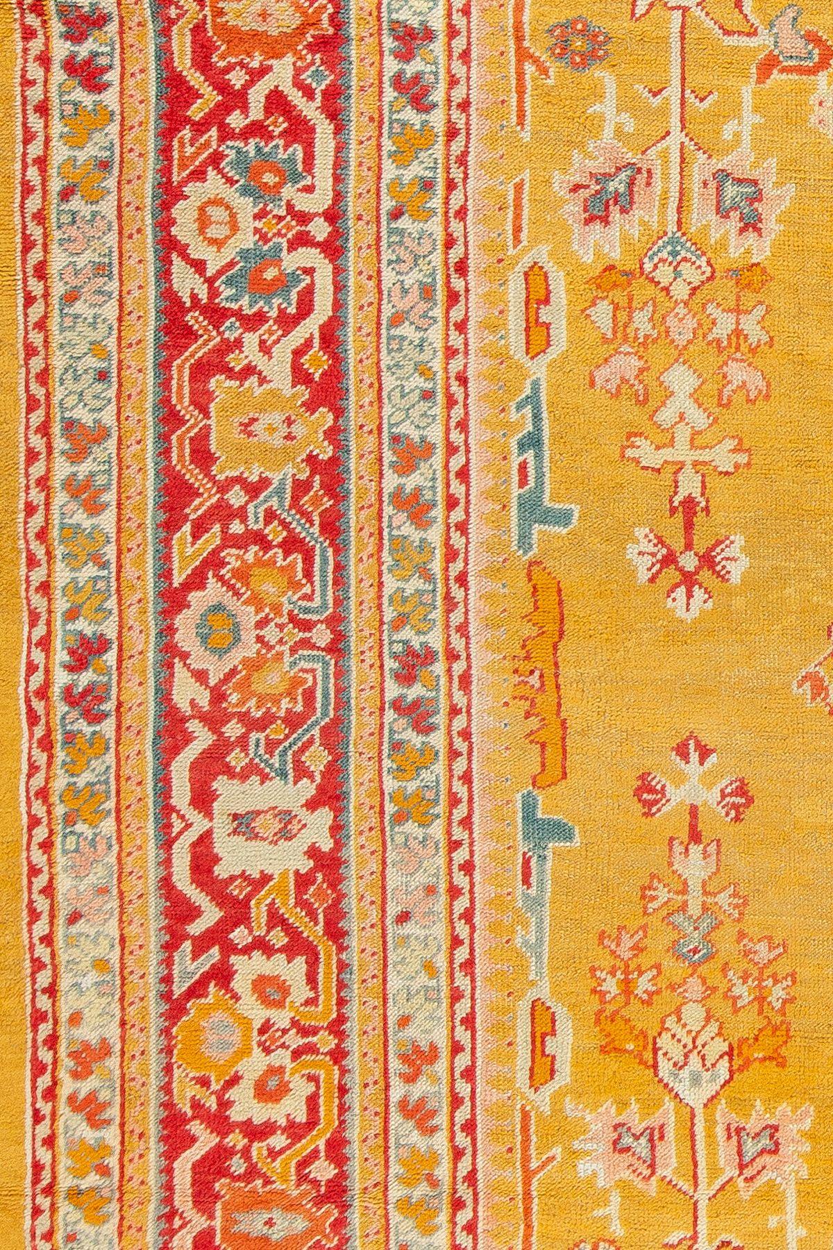 Stunning Sunny Yellow Antique Turkish Ghiordes Rug In Good Condition For Sale In New York, NY