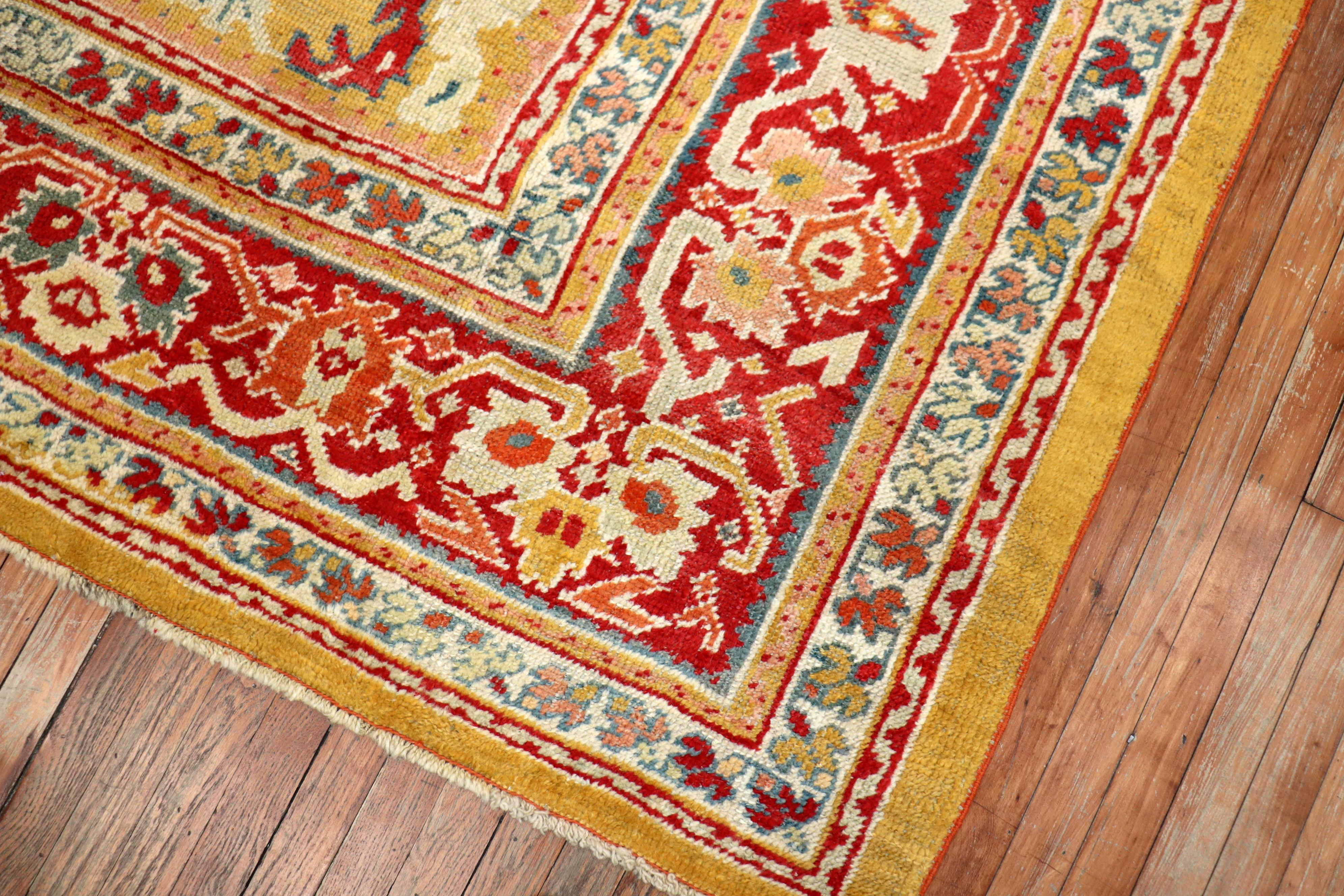 Wool Stunning Sunny Yellow Antique Turkish Ghiordes Rug For Sale