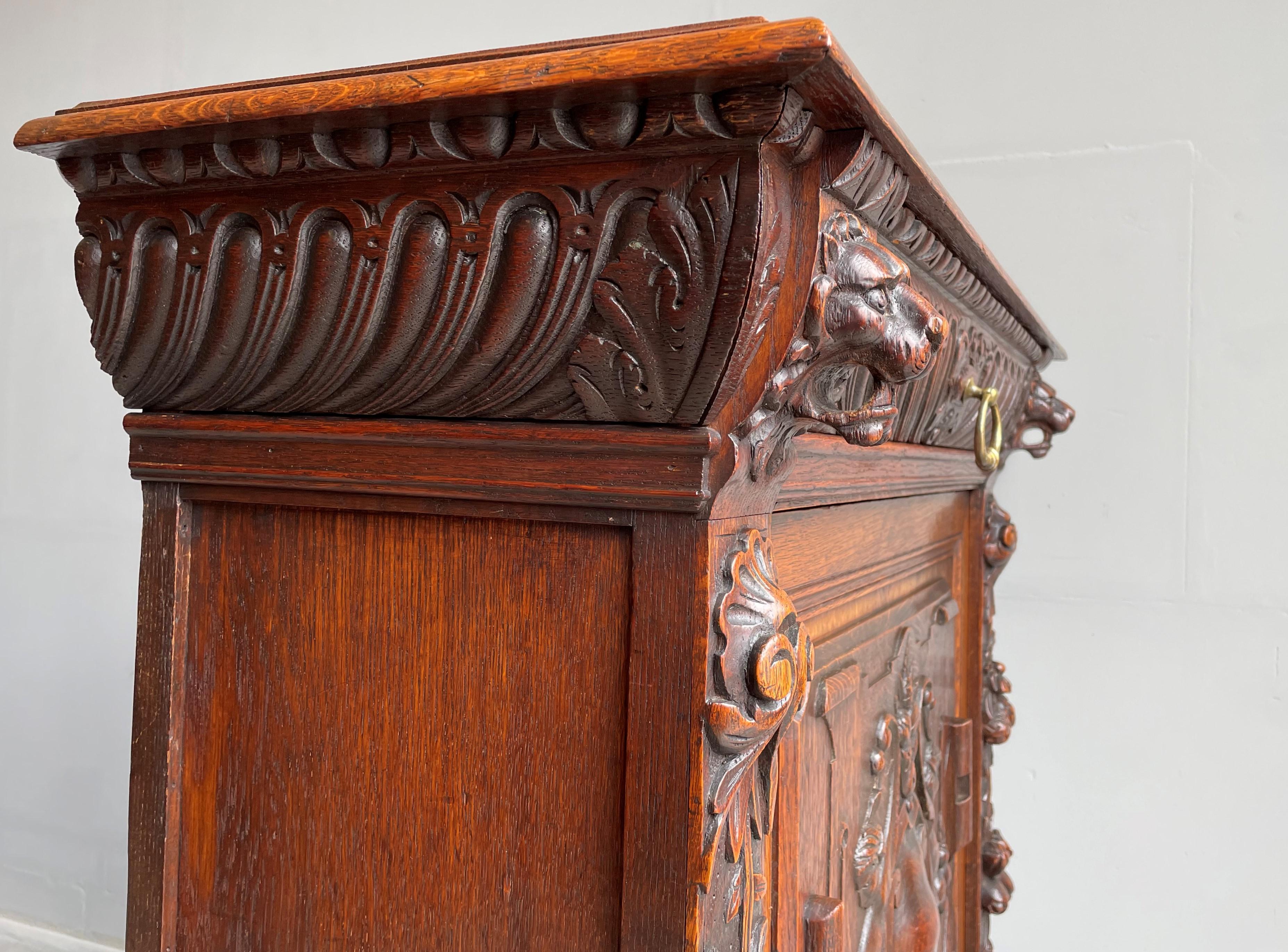 Stunning & Superbly Hand Carved Renaissance Revival Hallway Cabinet / Drinks Bar 4