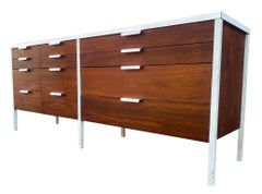 Stunning Swedish Mid-Century Modern 12 Drawer Dresser Credenza White Metal Legs