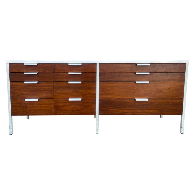 Modern 6 Drawer Dresser With Wooden Leg And Handle, Brown+white