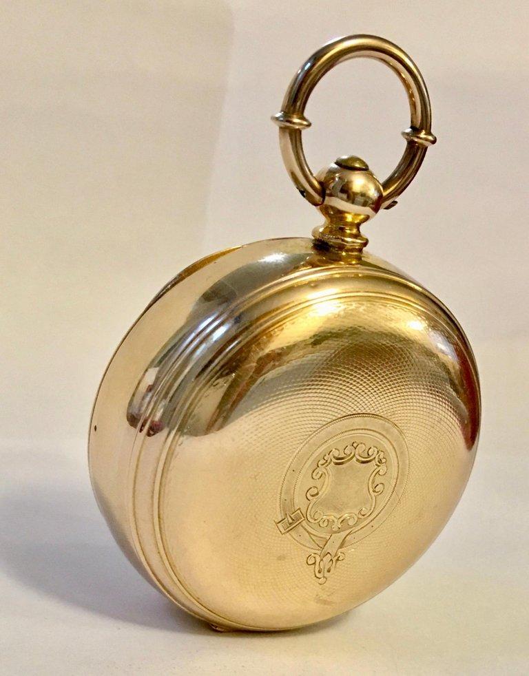 Stunning Swiss Quality 14 Karat Gold Musical Repeater Pocket Watch In Good Condition In Carlisle, GB