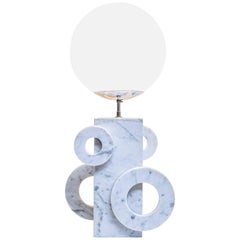 Stunning Table Lamp in Carrara Marble and Opaline