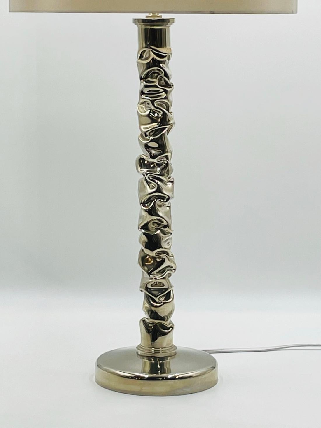 Modern Stunning Table Lamp in Polished Nickel, Made in England by Porta Romana For Sale