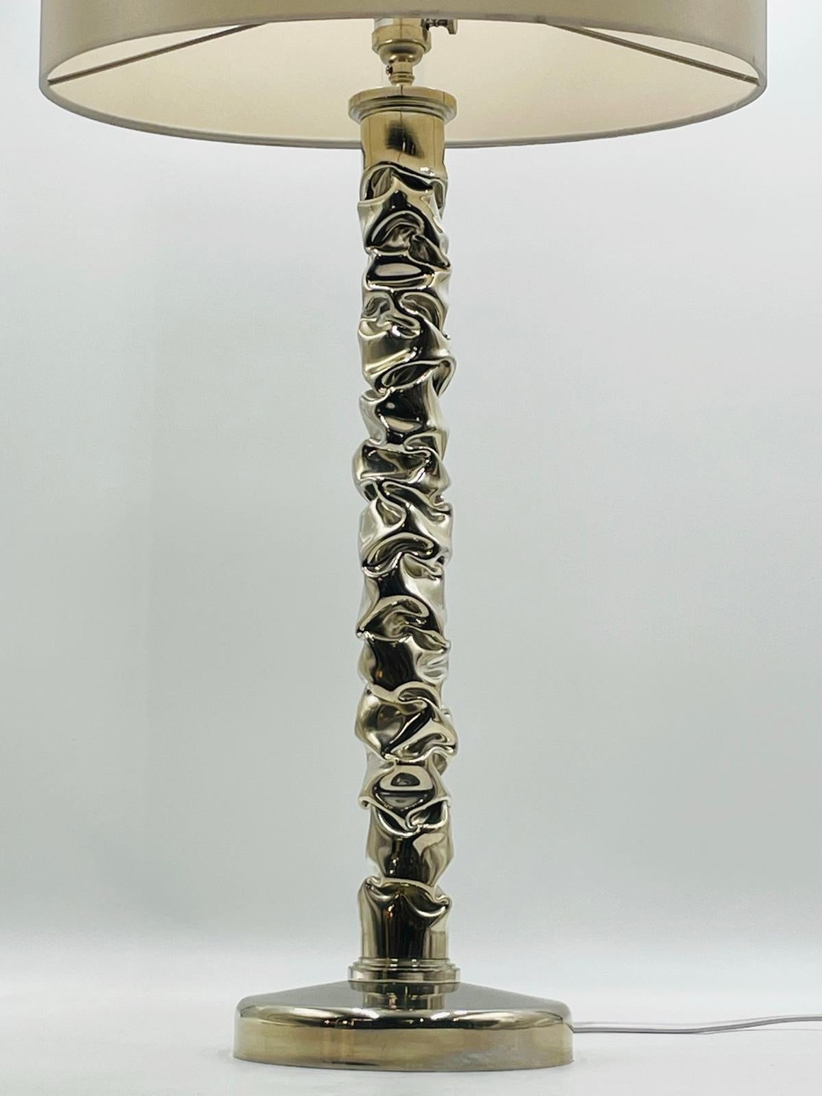 English Stunning Table Lamp in Polished Nickel, Made in England by Porta Romana For Sale