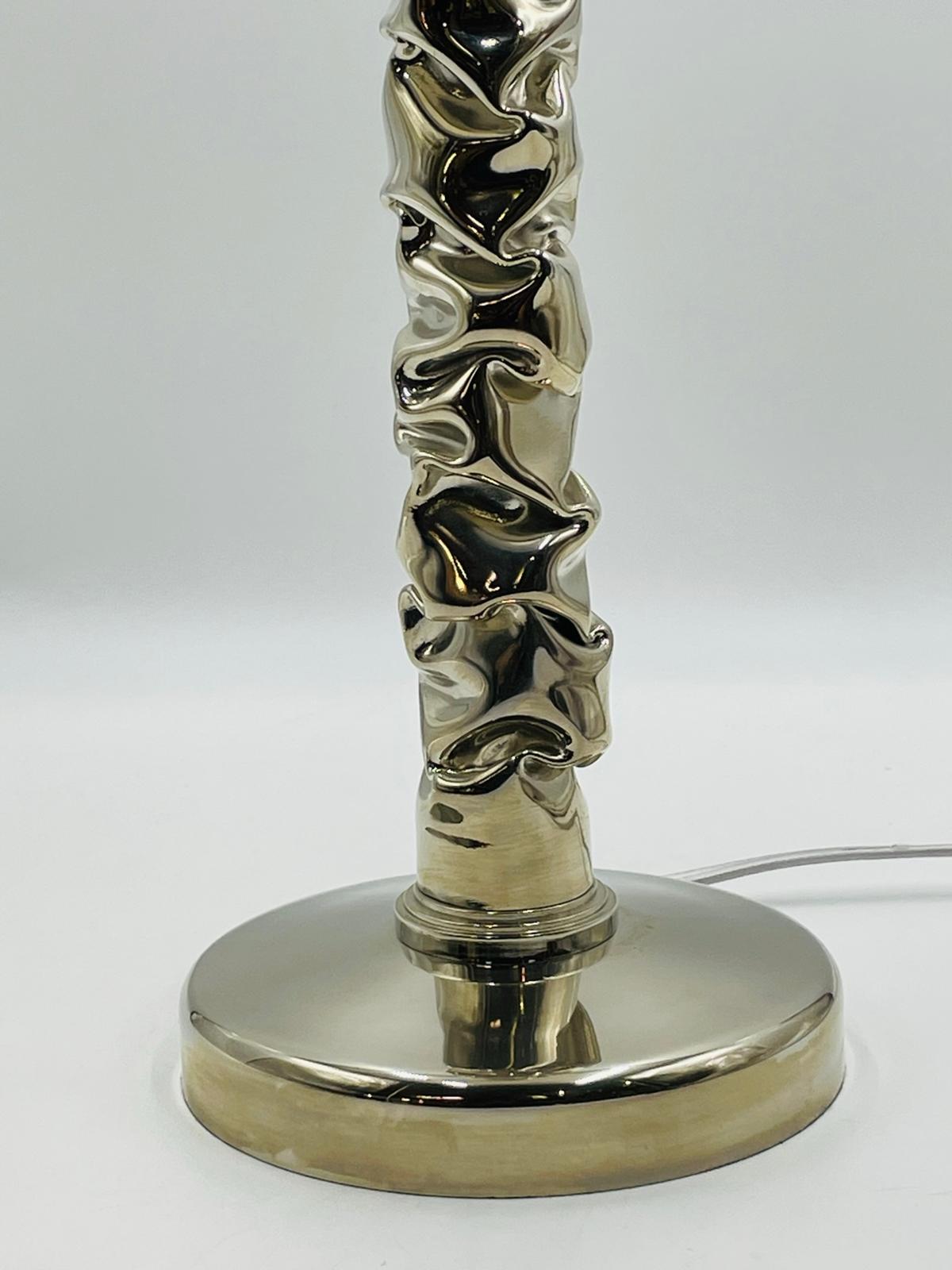 Stunning Table Lamp in Polished Nickel, Made in England by Porta Romana In Good Condition For Sale In Los Angeles, CA