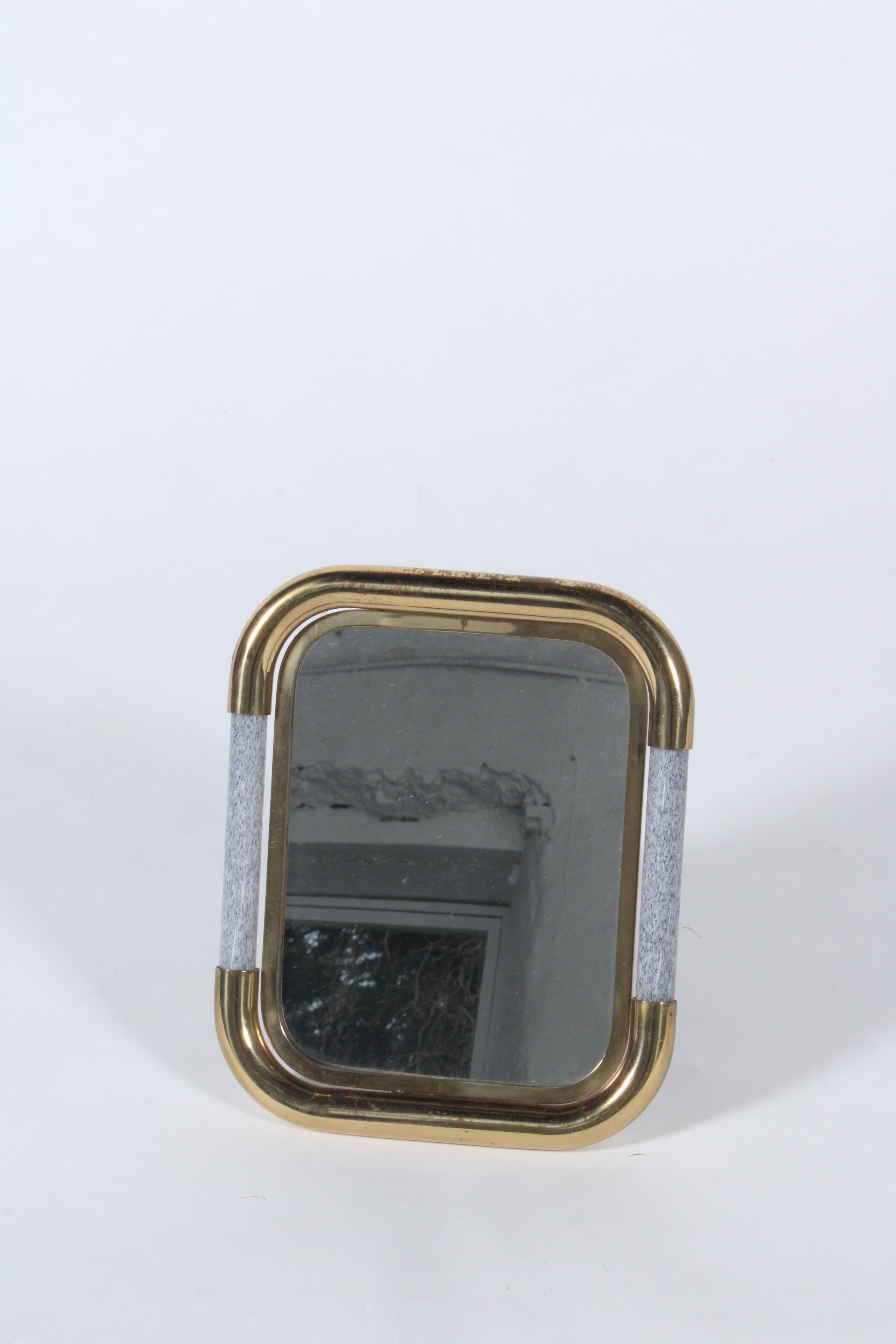 Cast Stunning Table Top Mirror In Brass & Glass By Tommaso Barbi * Free WW Delivery