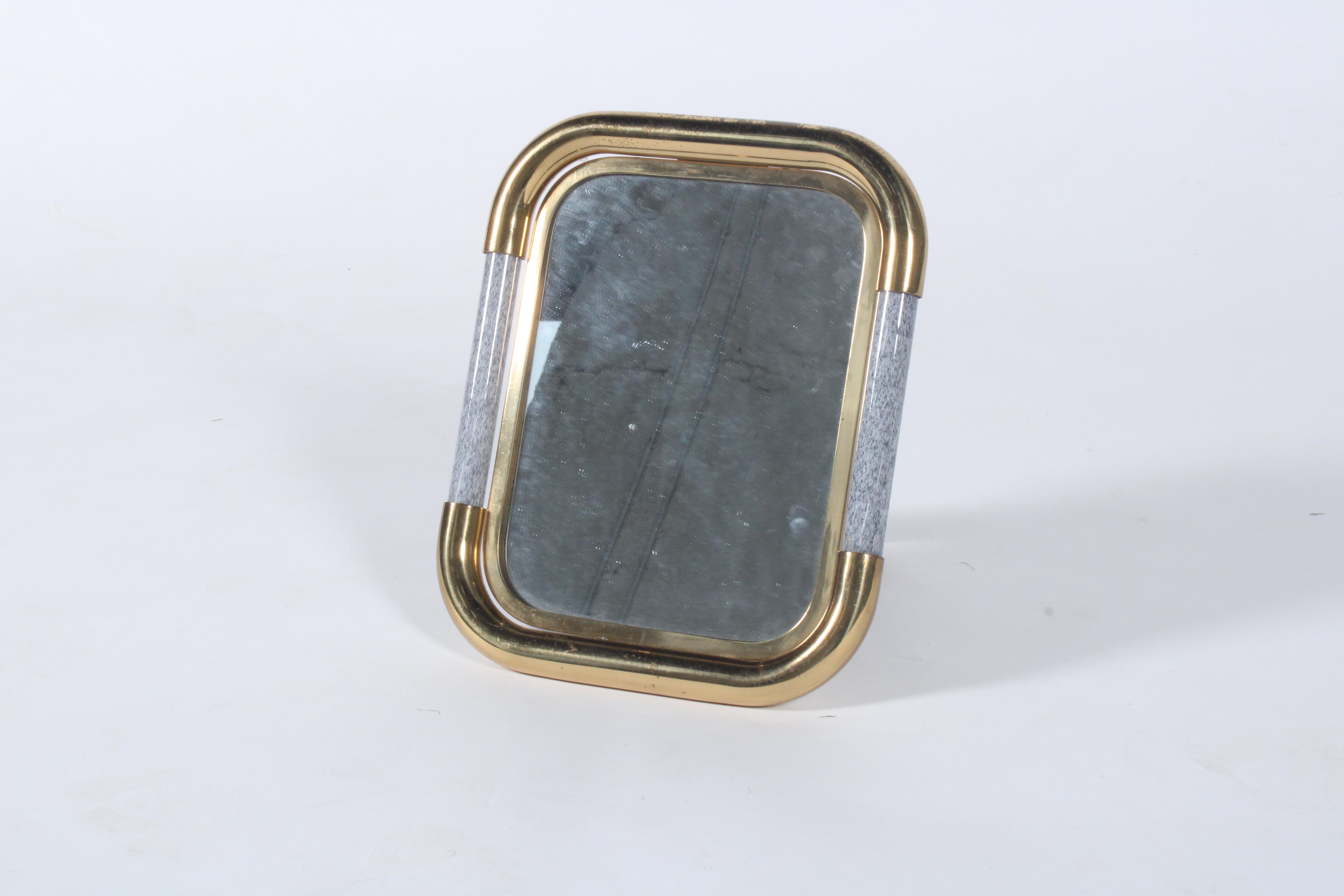 Late 20th Century Stunning Table Top Mirror In Brass & Glass By Tommaso Barbi * Free WW Delivery