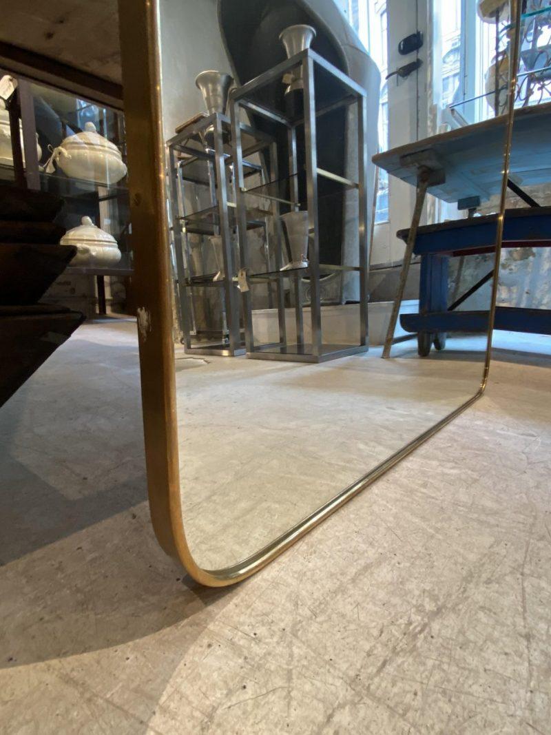 Italian Stunning Tall Brass Mirror, Curved Top-1960s, Italy For Sale