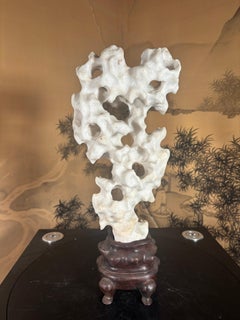 Stunning Tall Chinese White "Infinity" Stone Taihu Scholar Rock from Old Jiangsu