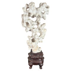 Stunning Tall Chinese White "Infinity" Stone Taihu Scholar Rock from Old Jiangsu