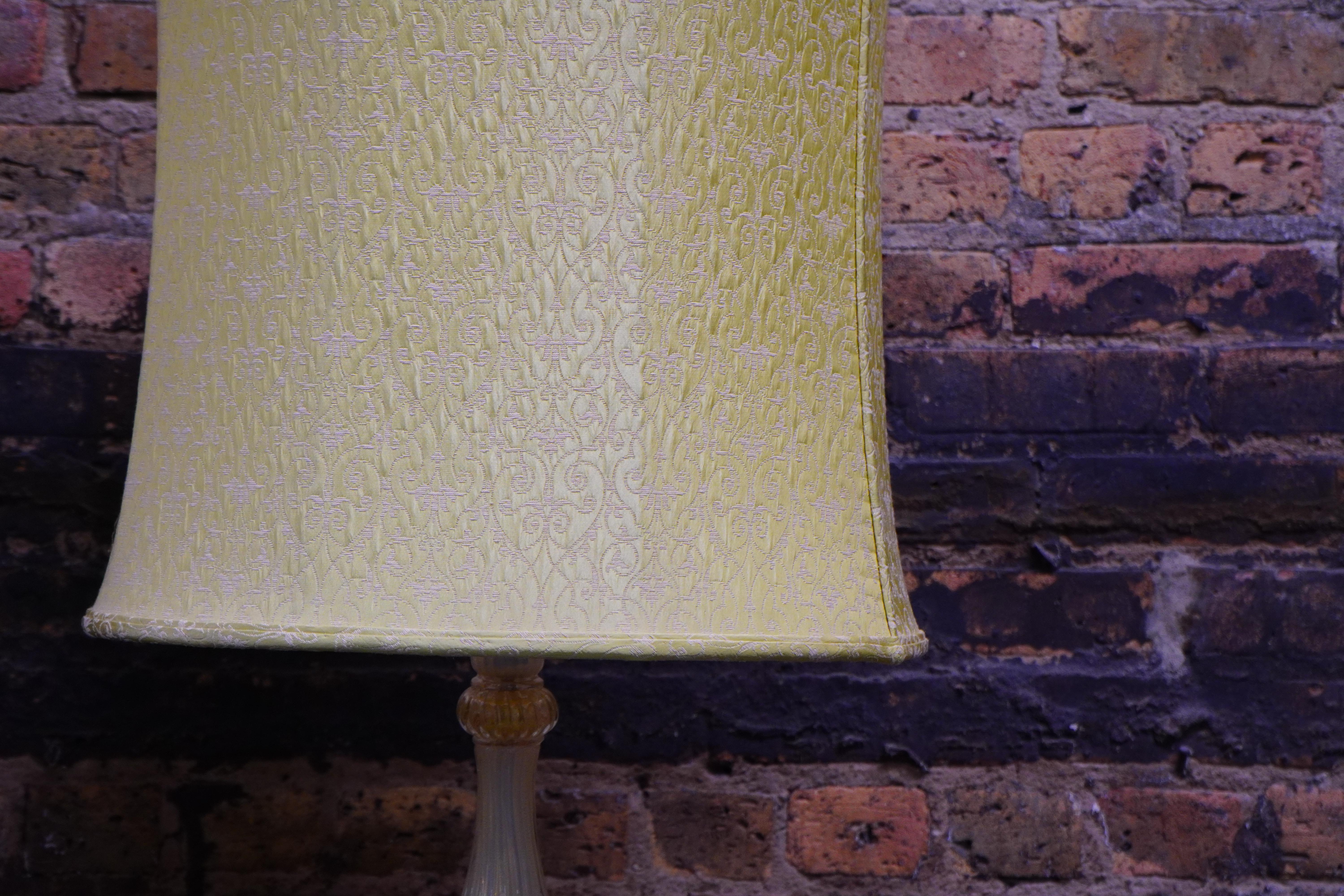 Stunning Tall Murano Glass Table Lamp with Gold Flecks on Gilded Base For Sale 2