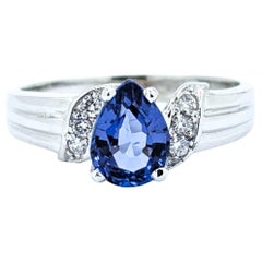 Stunning Tanzanite & Diamond Ring in 14k White Gold